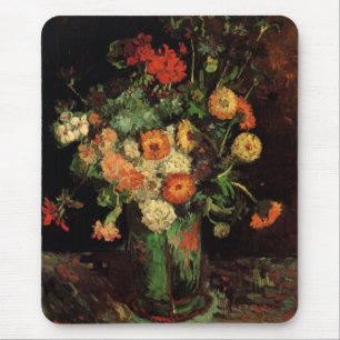 Vase mit Zinnias und Geranien, Vincent van Gogh Mousepad