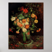 Vase mit Zinnias und Geranien, Vincent van Gogh Poster (Vorne)