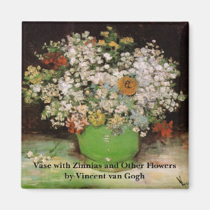 Vase mit Zinnienblumen von Vincent van Gogh Magnet
