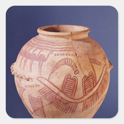 Vase mit zwei Schreinen auf einem Schiff Quadratischer Aufkleber (Vorderseite)