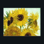 Vase mit zwölf Sonnenblumen, Van Gogh Fine Art Postkarte<br><div class="desc">Still Life: Vase mit zwölf Sonnenblumen, Vincent van Gogh. Arles, August 1888. Vase with Twelve Sunflowers ist die dritte Version der zweiten Sonnenblumenserie von Vincent van Gogh, die im August 1888 in Arles gemalt wurde. Der Hintergrund ist blau-grün, und die Blume wirken viel gelber als in den beiden Vorgängerversionen. Öl...</div>