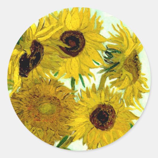 Vase mit zwölf Sonnenblumen, Van Gogh Fine Art Runder Aufkleber (Vorderseite)