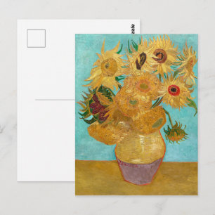 Vase mit zwölf Sonnenblumen Van Gogh Postkarte