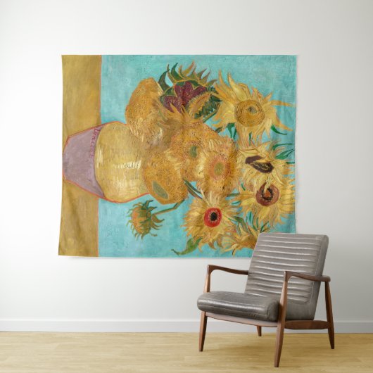 Vase mit zwölf Sonnenblumen | Van Gogh | Wandteppich (Beispiel (Horizontal))