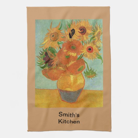 Vase mit zwölf Sonnenblumen, Vincent van Gogh Geschirrtuch (Vertikal)