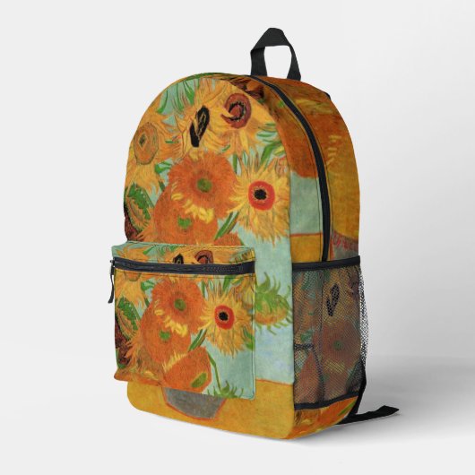 Vase mit zwölf Sonnenblumen von Vincent van Gogh Bedruckter Rucksack (Rückseitige Ecke Rechts)