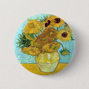Vase mit zwölf Sonnenblumen von Vincent van Gogh Button