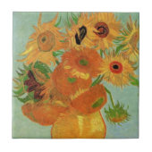 Vase mit zwölf Sonnenblumen von Vincent van Gogh Fliese (Vorderseite)