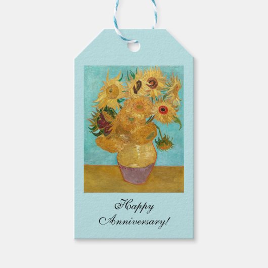 Vase mit zwölf Sonnenblumen von Vincent Van Gogh Geschenkanhänger (Vorderseite)
