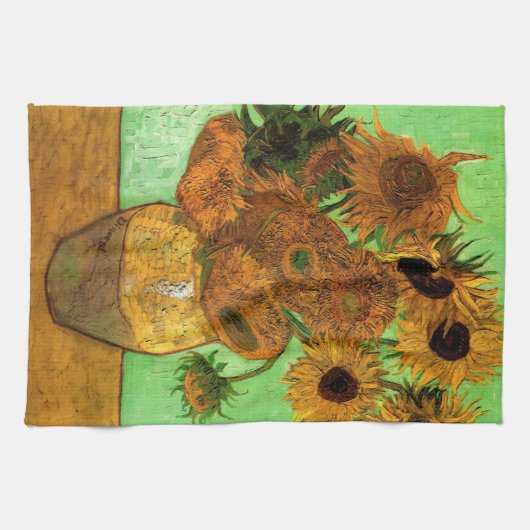 Vase mit zwölf Sonnenblumen von Vincent van Gogh Geschirrtuch (Horizontal)
