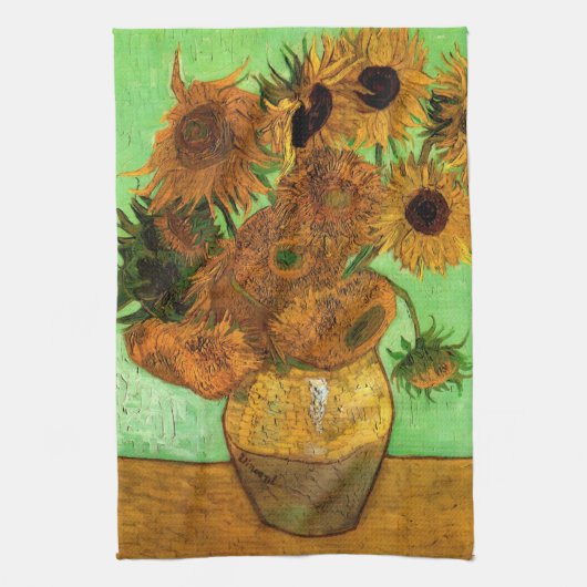Vase mit zwölf Sonnenblumen von Vincent van Gogh Geschirrtuch (Vertikal)