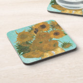 Vase mit zwölf Sonnenblumen von Vincent van Gogh Getränkeuntersetzer (Linke Seite)