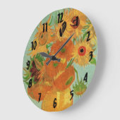 Vase mit zwölf Sonnenblumen von Vincent van Gogh Große Wanduhr (Winkel)