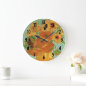 Vase mit zwölf Sonnenblumen von Vincent van Gogh Große Wanduhr (Zuhause)