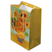Vase mit zwölf Sonnenblumen von Vincent van Gogh Mittlere Geschenktüte (Rückseite Schrägansicht)