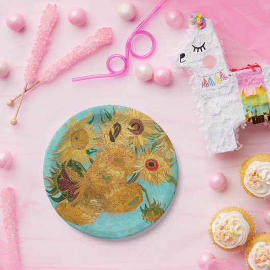 Vase mit zwölf Sonnenblumen von Vincent Van Gogh Pappteller (Party)