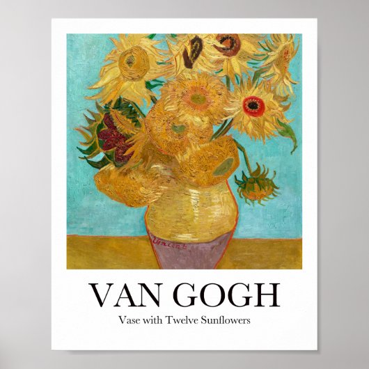 Vase mit zwölf Sonnenblumen von Vincent van Gogh Poster (Vorne)