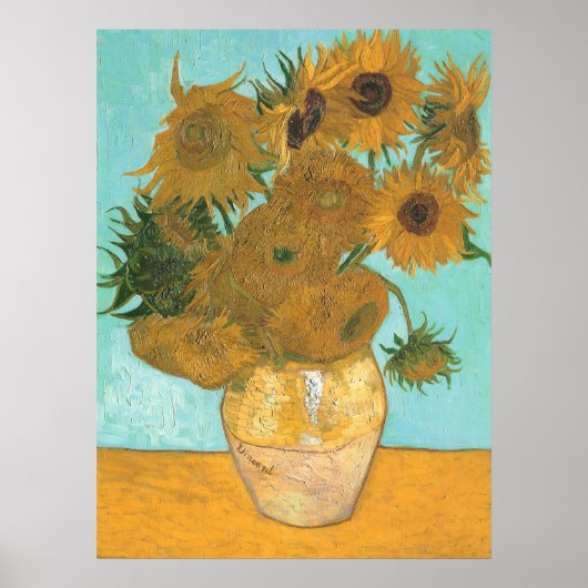 Vase mit zwölf Sonnenblumen von Vincent van Gogh Poster (Vorne)