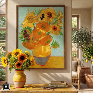 Vase mit zwölf Sonnenblumen von Vincent van Gogh Poster