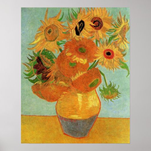 Vase mit zwölf Sonnenblumen von Vincent van Gogh Poster (Vorne)