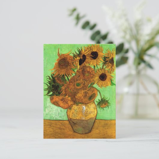 Vase mit zwölf Sonnenblumen von Vincent van Gogh Postkarte (Stehend Vorderseite)