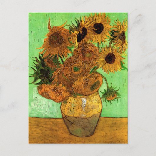 Vase mit zwölf Sonnenblumen von Vincent van Gogh Postkarte (Vorderseite)