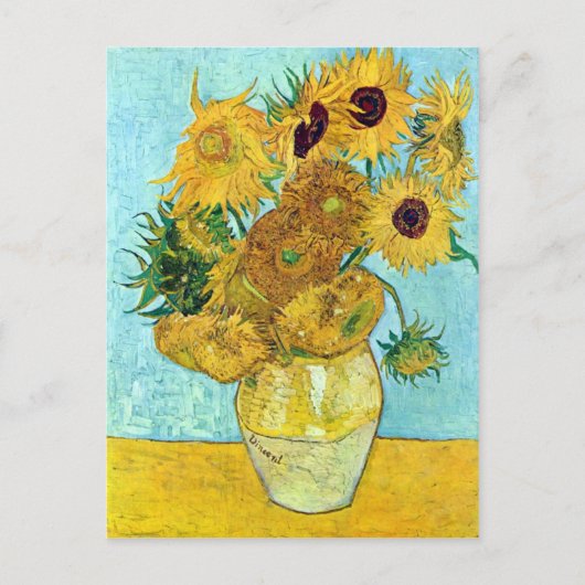 Vase mit zwölf Sonnenblumen von Vincent Van Gogh Postkarte (Vorderseite)