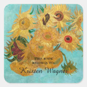 Vase mit zwölf Sonnenblumen von Vincent Van Gogh Quadratischer Aufkleber (Vorderseite)