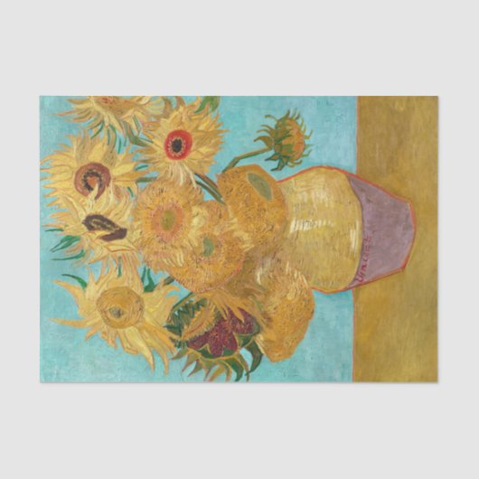 Vase mit zwölf Sonnenblumen von Vincent Van Gogh Seidenpapier (Vorderseite)