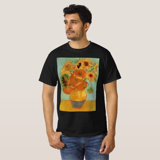 Vase mit zwölf Sonnenblumen von Vincent van Gogh T-Shirt (Vorne ganz)