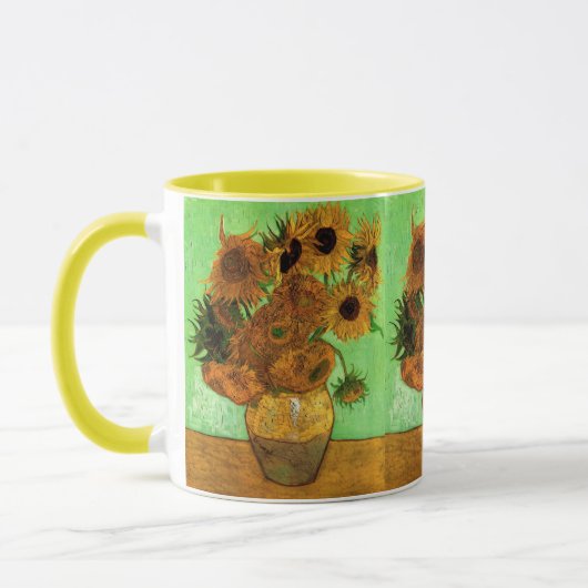 Vase mit zwölf Sonnenblumen von Vincent van Gogh Tasse (Links)