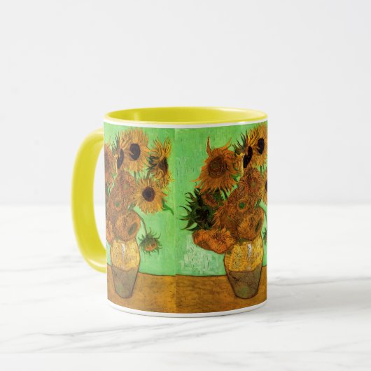 Vase mit zwölf Sonnenblumen von Vincent van Gogh Tasse (Vorderseite Links)