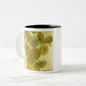 Vase mit zwölf Sonnenblumen von Vincent van Gogh Zweifarbige Tasse (Vorderseite Links)