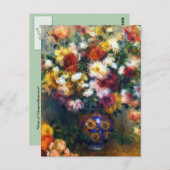 Vase of Chrysanthemas Fine Art von Renoir Postkarte (Vorne/Hinten)