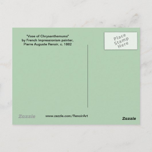 Vase of Chrysanthemas Fine Art von Renoir Postkarte (Rückseite)