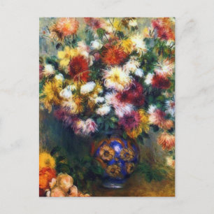 Vase of Chrysanthemas Fine Art von Renoir Postkarte