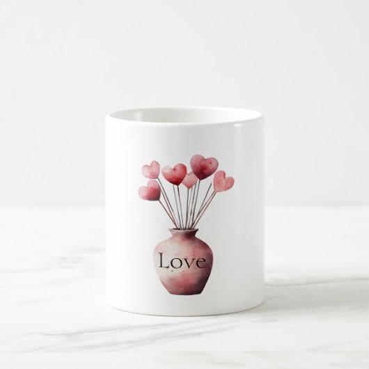 Vase of Hearts Love Kaffeetasse (Mittel)