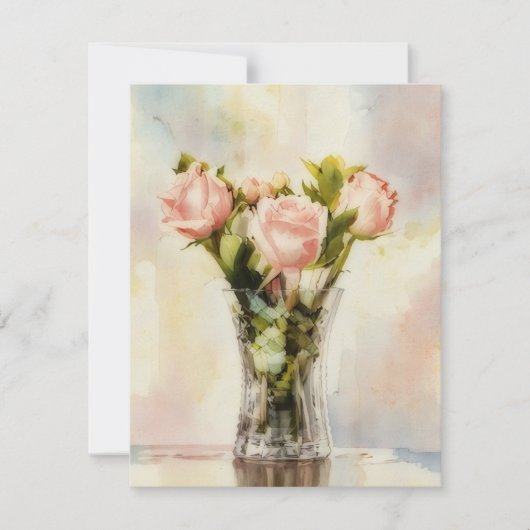 Vase of Roses Art Note Card Set Mitteilungskarte (Vorderseite)