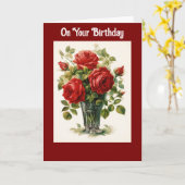 Vase Of Roses Birthday Greeting Card Karte (Gelbe Blume)