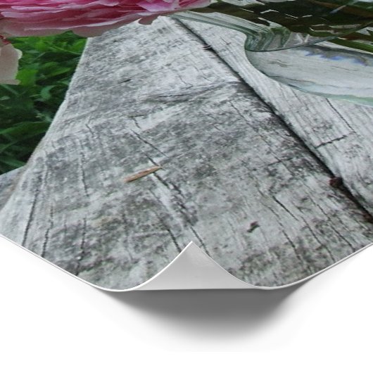 Vase Pink Peonies Poster Print (Ecke)