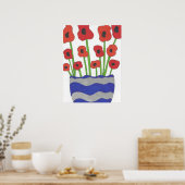 Vase Poppies Zeitgenössisches Kunstgedicht Print Poster (Küche)