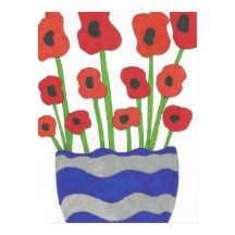 Vase Poppies Zeitgenössisches Kunstgedicht Print