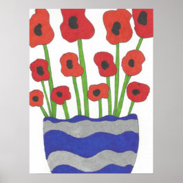 Vase Poppies Zeitgenössisches Kunstgedicht Print Poster