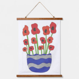Vase Poppies Zeitgenössisches Kunstgedicht Print Wandteppich Mit Holzrahmen