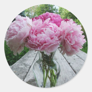 Vase rosa Peony / Peonies Stickers Labels
