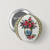 Vase Rosen mit einem Band-Rahmen Button (Vorne & Hinten)