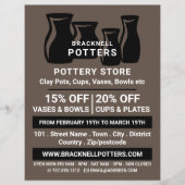 Vase-Silhouetten, Keramik-Store, Potter-Werbung Flyer (Vorne)