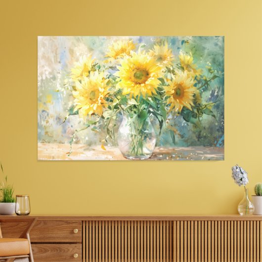 *~* Vase Sun Blume TV2 Stretched Canvas Print Leinwanddruck (Insitu (Wohnzimmer))