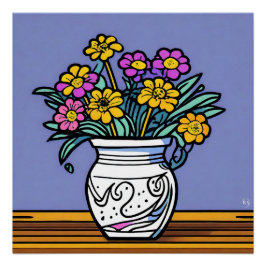 Vase und Blume Glossarster Poster