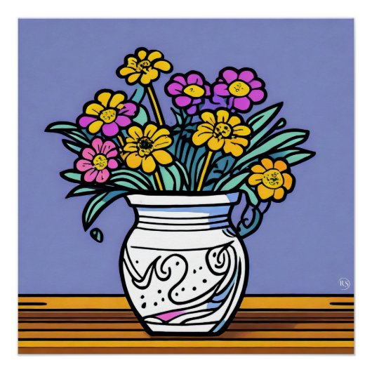 Vase und Blume Glossarster Poster (Vorderseite)